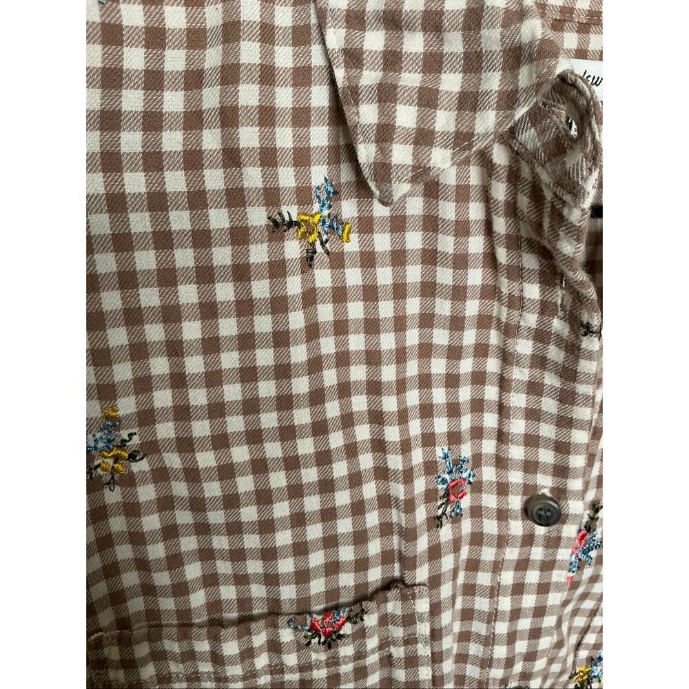 Madewell Floral Embroidered Gingham Courier Shirt | Brown in Small - Picture 5 of 6